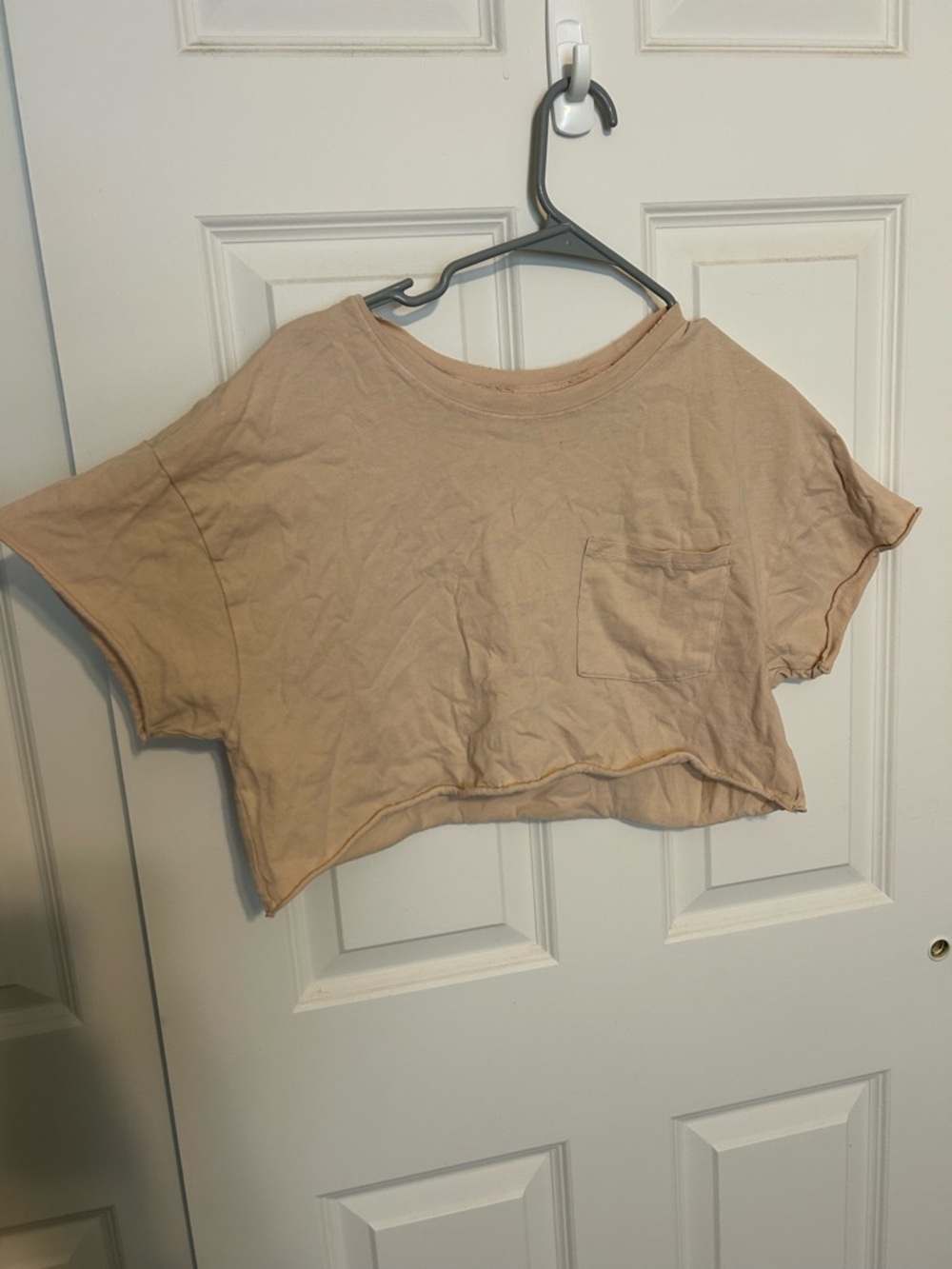 aerie Beige Cropped Pocket Tee